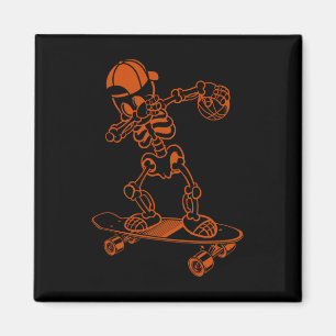 Skateboard Skeleton Cap Cool Trick Ollie Magnet