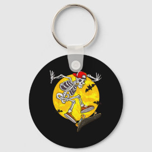Skateboard Skeleton Funny Halloween Costume Skate Key Ring