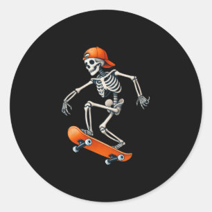 Skateboard Skeleton Halloween Costume Funny Men Bo Classic Round Sticker