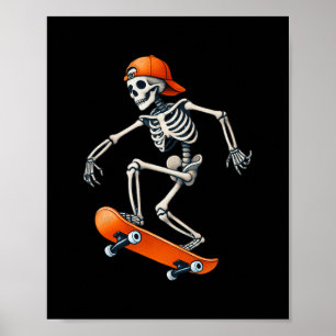 Skateboard Skeleton Halloween Costume Funny Men Bo Poster