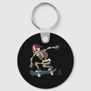 Skateboard Skeleton Halloween Skateboarding Skater Key Ring