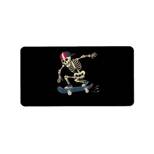 Skateboard Skeleton Halloween Skateboarding Skater Label