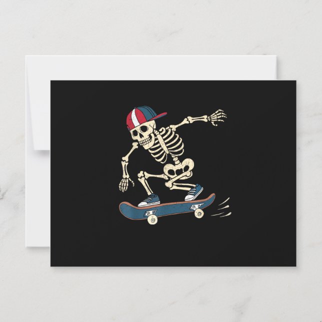 Skateboard Skeleton Halloween Skateboarding Skater Magnetic Invitation (Front)