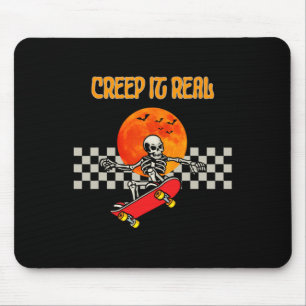 Skateboard Skeleton Halloween Skeleton Horror Mons Mouse Pad