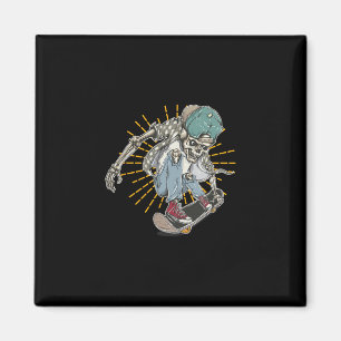 Skateboard Skeleton Skater - Vintage Retro Skating Magnet