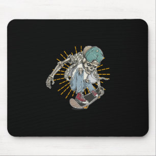 Skateboard Skeleton Skater - Vintage Retro Skating Mouse Pad
