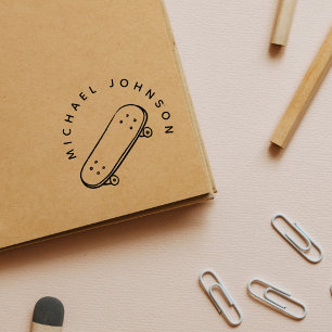 Skateboard Sport Custom Name Rubber Stamp