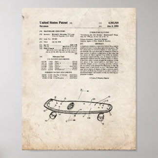 Skateboard Structure Patent - Old Look Poster