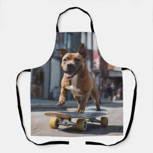 Skateboard Stunt: A Staffy on the Move Apron