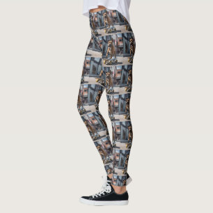 Skateboard Stunt: A Staffy on the Move Leggings