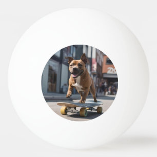 Skateboard Stunt: A Staffy on the Move Ping Pong Ball