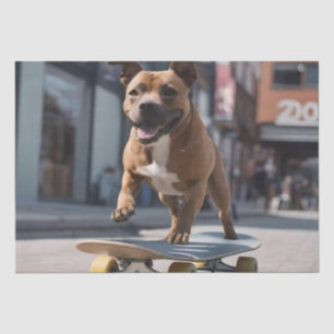 Skateboard Stunt: A Staffy on the Move Tissue Paper