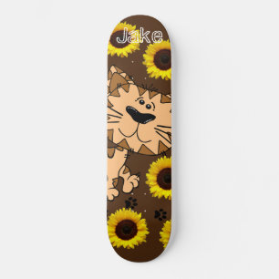 Skateboard Sunflower Kitten Cat