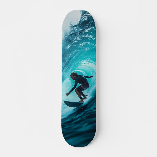 Skateboard Surfer Riding a Sea Wave (Front)