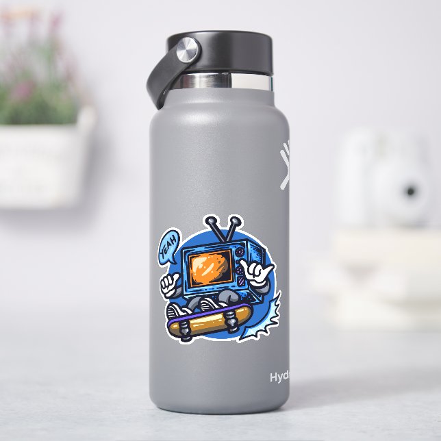 Skateboard Television Blue Brown 4" Kiss Cut Vinyl (HydroFlask)