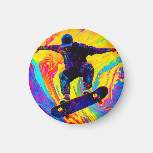 Skateboard Through Colours Magnet (Front)