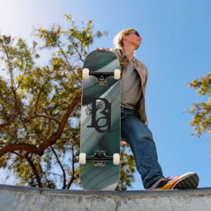 Skateboard Trend Abstract Art Black White Green