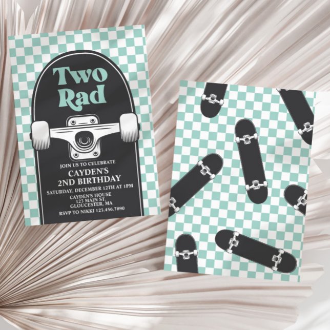 Skateboard Two Rad 2nd Birthday Invitation (Creator Uploaded)