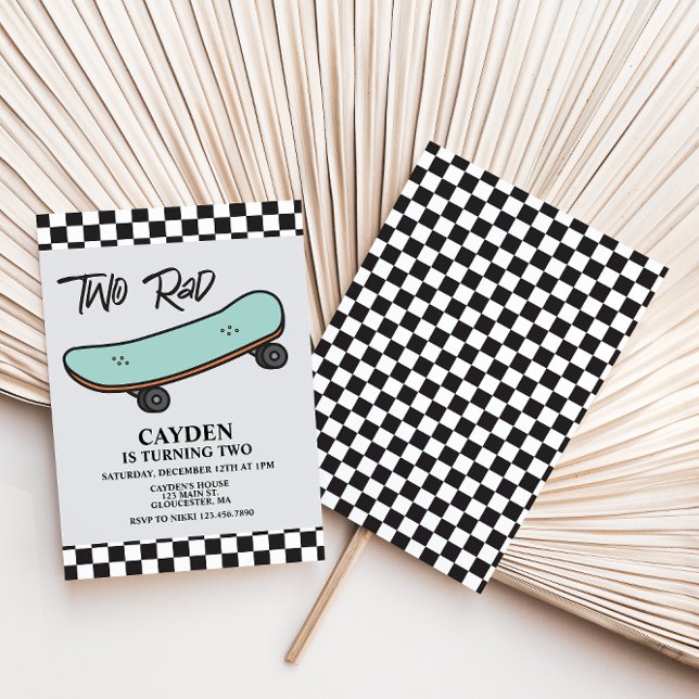 Skateboard Two Rad 2ND Birthday Invitation (Creator Uploaded)