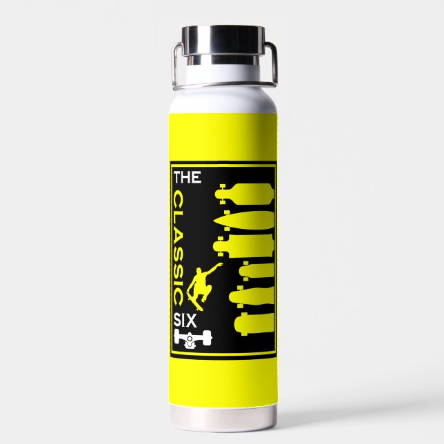 Skateboard Types Water Bottle (Back)