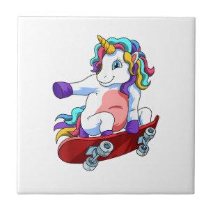 Skateboard Unicorn Lover Skateboarder Skateboardin Ceramic Tile