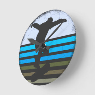 Skateboard Vintage Retro Round Clock