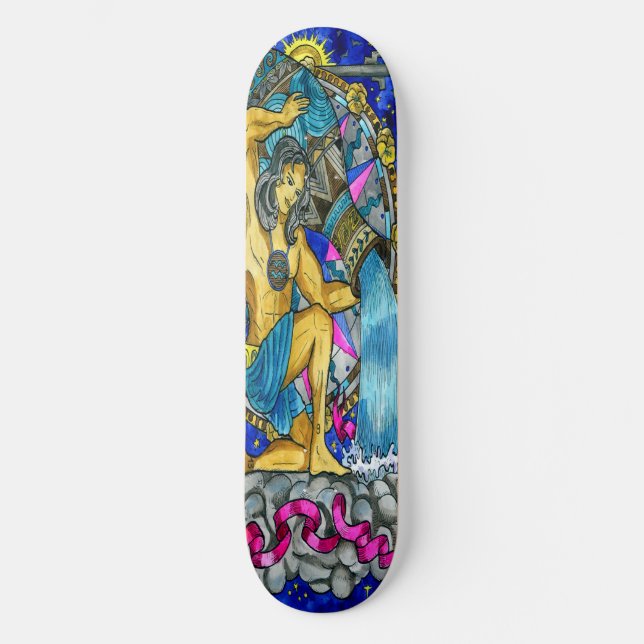 skateboard Vintage Water Aquarius astrology (Front)