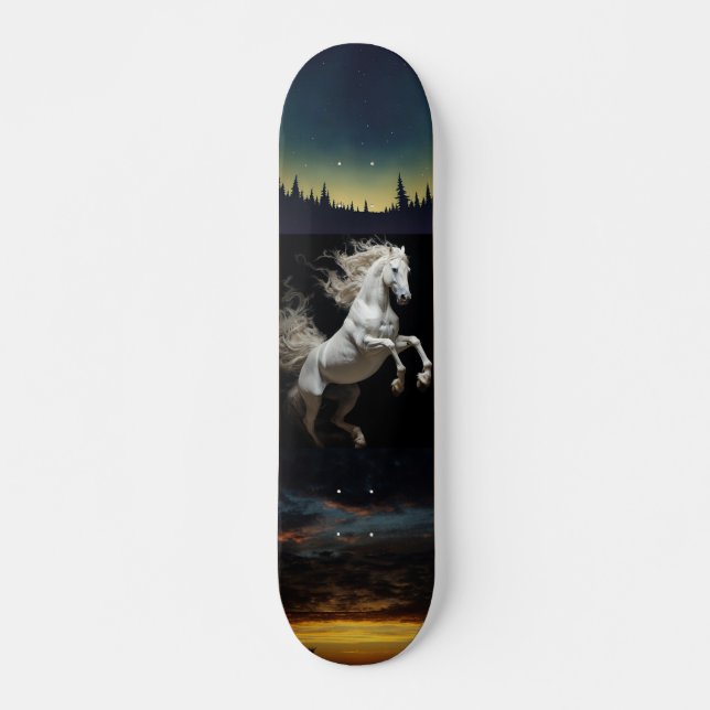 Skateboard Wild White Horse (Front)