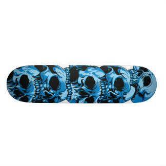 Skateboard with Blue Skulls Design