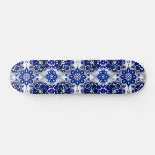 Skateboard with Blue White Colours Design