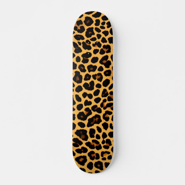 Skateboard with Bold Leather Cheetah Design (Front)