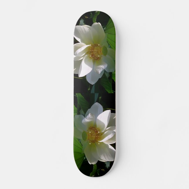 Skateboard with delicate white Lotus Flower (Front)