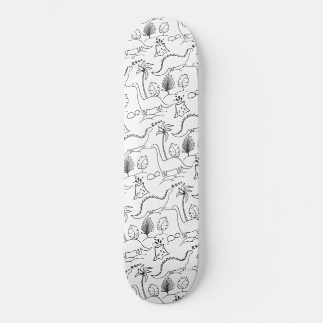 Skateboard with dinosaurs. (Front)