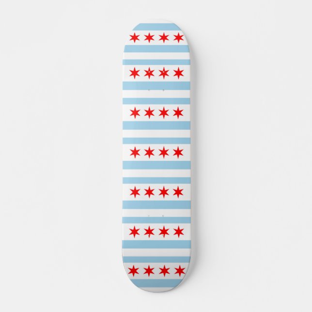 Skateboard with flag of Chicago, Illinois (Front)