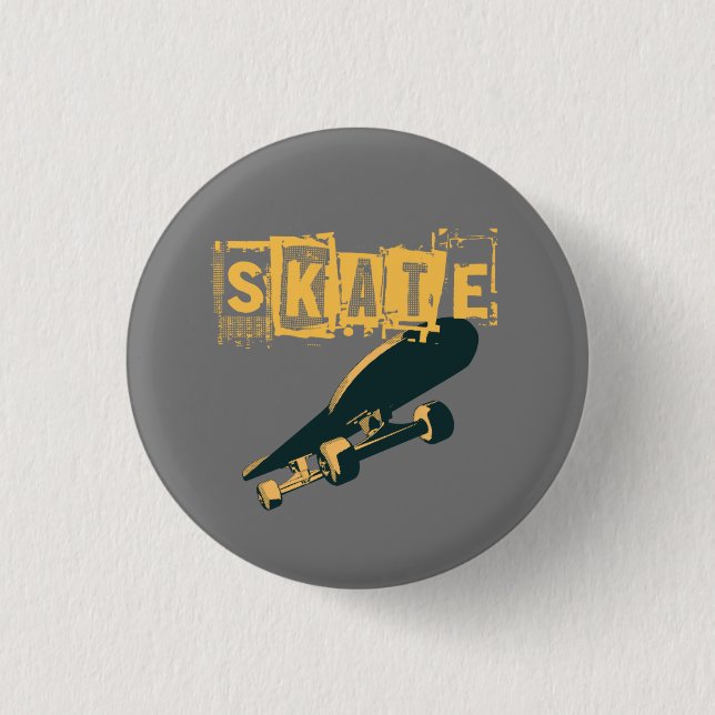 Skateboard with Skate Text  3 Cm Round Badge (Front)