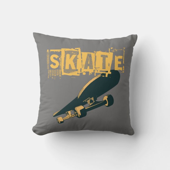 Skateboard with Skate Text     Cushion (Front)