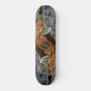 Skateboard with two curious lizards