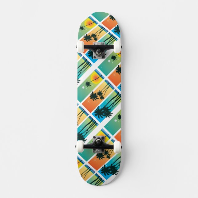 Skateboard with Vibrant Tropical Graphic (Front)