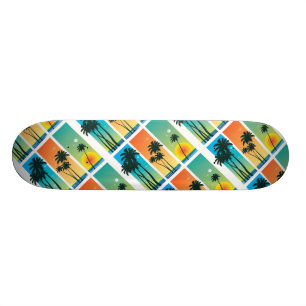 Skateboard with Vibrant Tropical Graphic