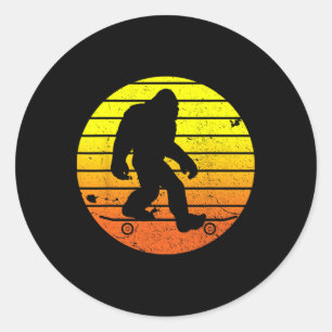 Skateboard Yeti Tee Funny Skateboarder Gift Classic Round Sticker