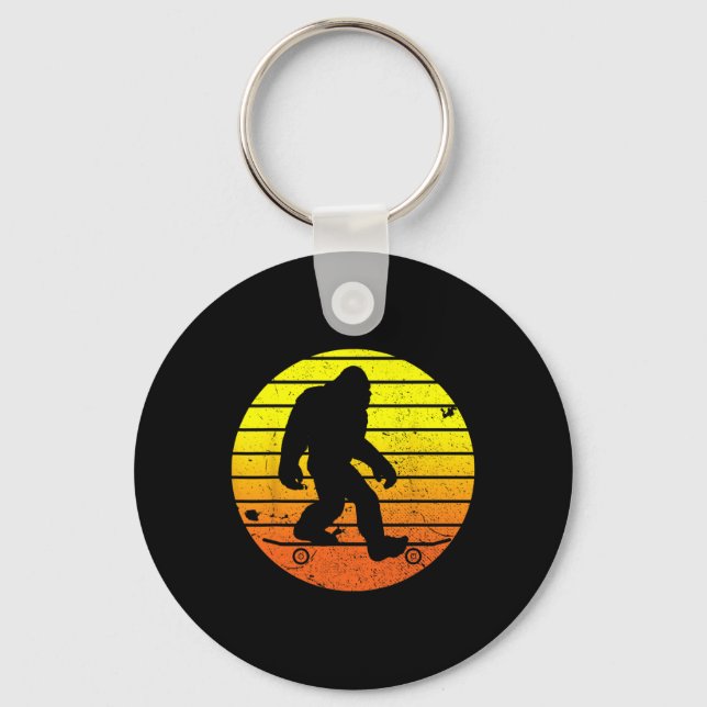 Skateboard Yeti Tee Funny Skateboarder Gift  Key Ring (Front)