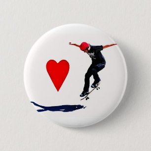 skateboarder 6 cm round badge