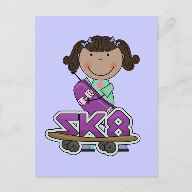 SKATEBOARDER -African American Girl Tshirts Postcard (Front)