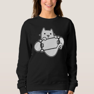 Skateboarder Cat Skateboarding on Skateboard Outli Sweatshirt