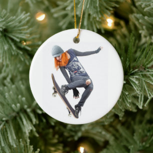 Skateboarder Ceramic Ornament
