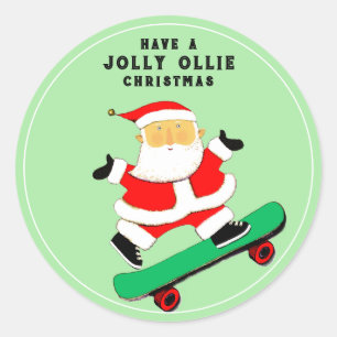 Skateboarder Christmas Gifts Classic Round Sticker