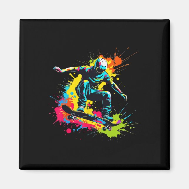 Skateboarder Colorful  Magnet (Front)