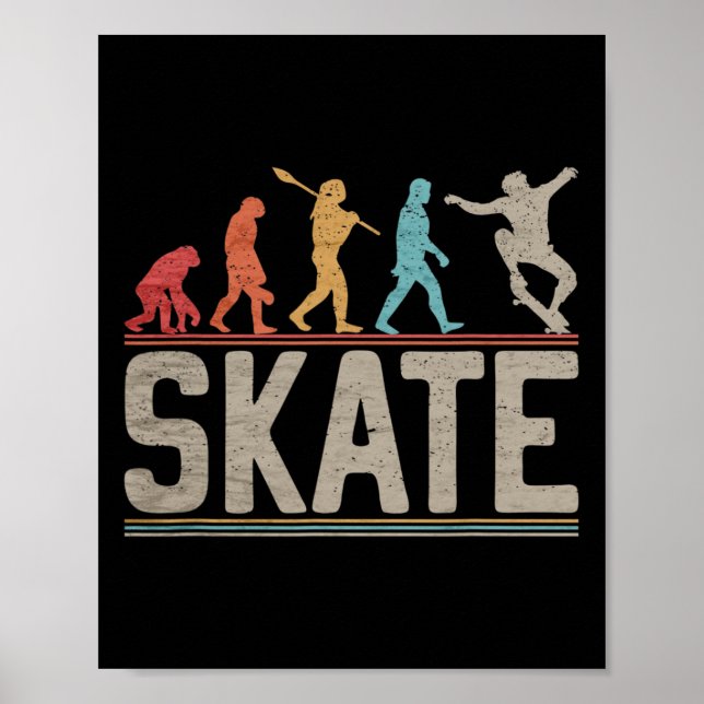 Skateboarder Evolution Skater Skateboard And Skate Poster (Front)
