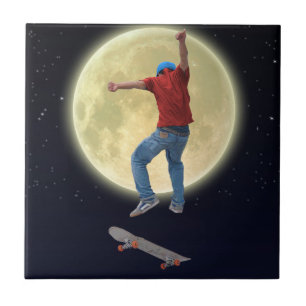 Skateboarder Get Some Air Action Street Kulcha Art Ceramic Tile