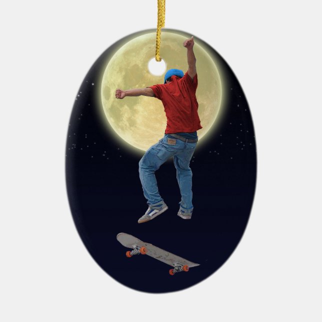 Skateboarder Get Some Air Action Street Kulcha Art Ceramic Tree Decoration (Front)